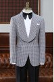 James Black Plaid Fashion One Button Shawl Lapel Men Suit