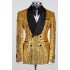 Glitter Gold Sequins Double Breasted Shawl Lapel Men Suit