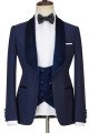 New Arrival Navy Blue Three Pieces Slim Fit Shawl Lapel Wedding Men Suit