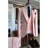 Austin Chic Pink Peaked Lapel Three Pieces Close Fitting Men Suits