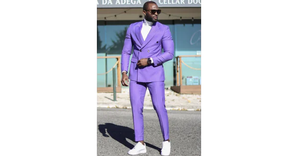 Be Stylish in Our New Arrive Peaked Lapel Purple Party Suits For Guys With Two Pieces
