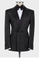 Nathan New Arrival Black Double Breasted Jacquard Fashion Prom Men Suit
