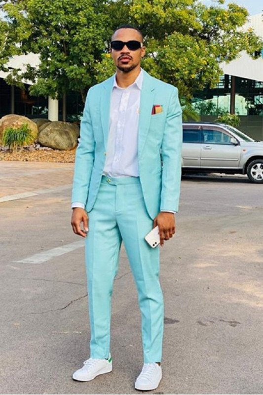 Aiden Chic Blue Notched Lapel Slim Fit Bespoke Prom Men Suits