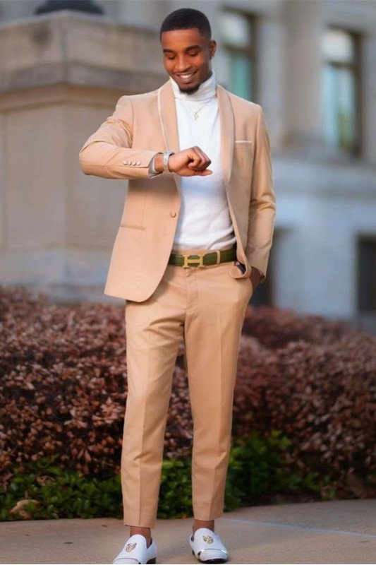 Jonathan Newest Shawl Lapel One Button Bespoke Prom Men Suits