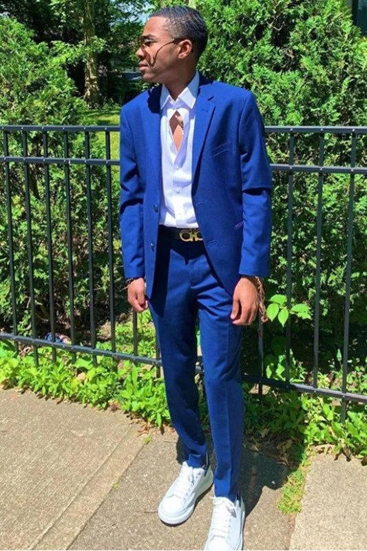 Dylan Modern Royal Blue Best Fitted Notch Lapel Prom Outfits for Men
