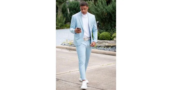 One-Button Prom Suit for Guys - Andrew's Amazing Sky Blue Party Look main image 0