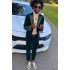 Caleb Dark Green Velvet Peaked Lapel Close Fitting Chic Prom Suit