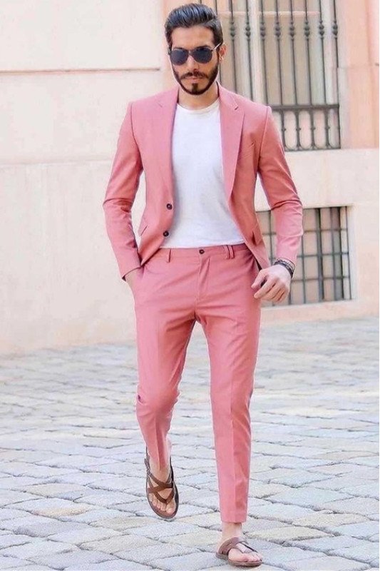 Kevin New Arrival Pink Two Pieces Simple Prom Men Suit