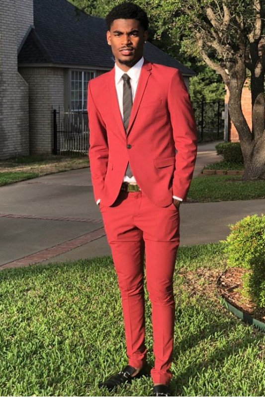Austin Hot Red One Button Two Pieces Fashion Men Suit for Prom