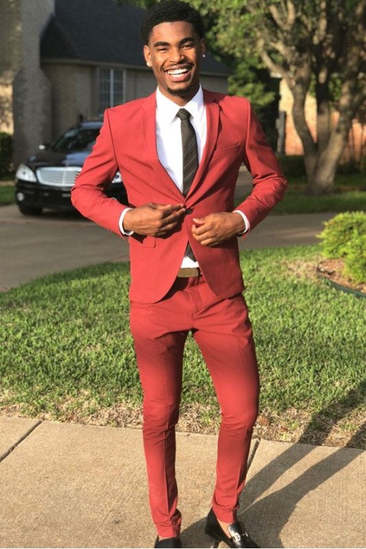 Austin Hot Red One Button Two Pieces Fashion Men Suit for Prom