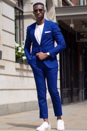 Modern Blue Notched Lapel Two Pieces Prom Suits for Men Modern Blue Notched Lapel Two Pieces Prom Suits for Men