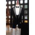 Bespoke Black Three Pieces Business Suits for Men with Black and White Peaked Lapel