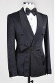 Modern Black Adjustable Button Shawl Lapel Jacquard Wedding Suits For Men