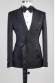 Modern Black Adjustable Button Shawl Lapel Jacquard Wedding Suits For Men