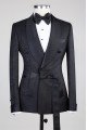 Modern Black Adjustable Button Shawl Lapel Jacquard Wedding Suits For Men