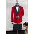 Newest Red One Button Slim Fit Wedding Suits with Black Shawl Lapel