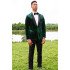 Fashion Deep Green Peaked Lapel Velvet Prom Suits For Men