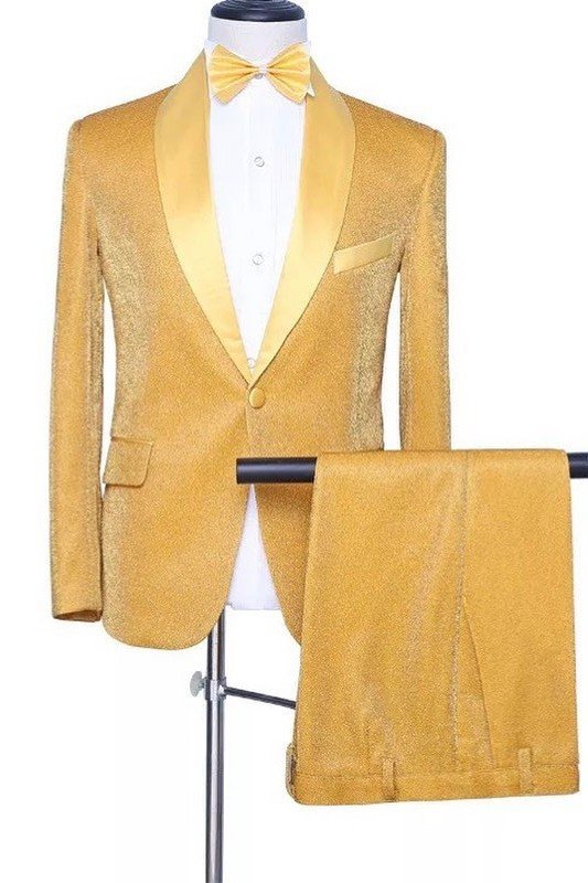 New Arrival Champagne Shawl Lapel One Button Men Suits For Prom