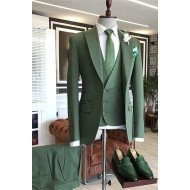 Fashion New Arrival Green Peaked Lapel Three Pieces Slim Fit Men Suits Fashion New Arrival Green Peaked Lapel Three Pieces Slim Fit Men Suits