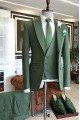 Fashion New Arrival Green Peaked Lapel Three Pieces Slim Fit Men Suits